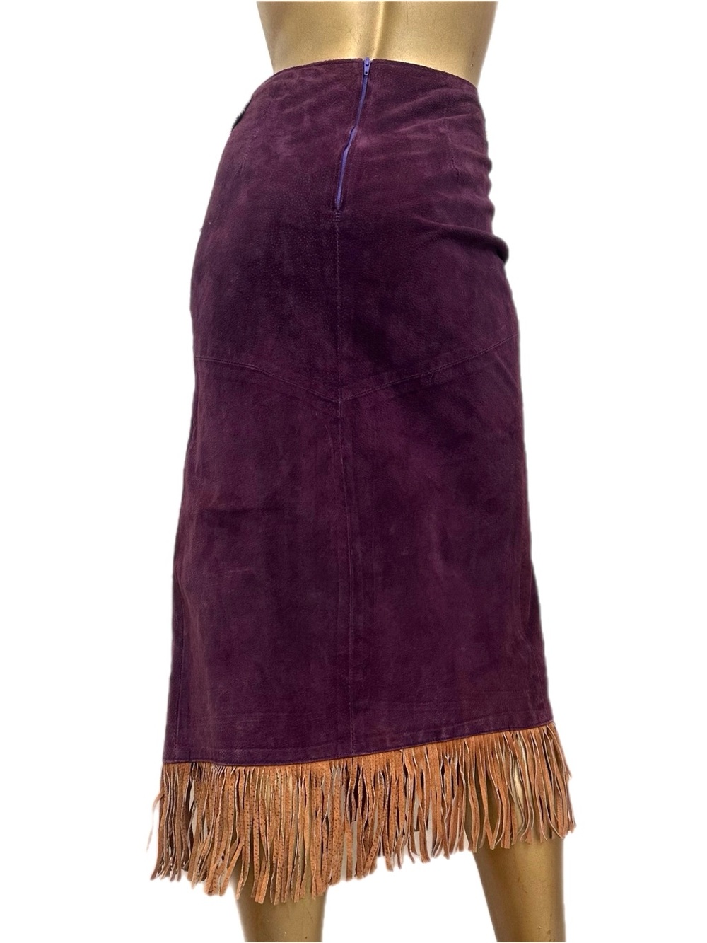 Vintage Frontier Collection Suede Leather Fringe Beaded Jacket/Skirt Set L-5/6 - Picture 11 of 16